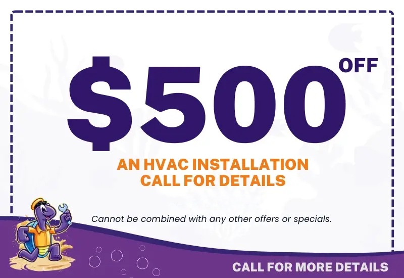 $500 off HVAC installation with Purple Turtle Heat Pumps
